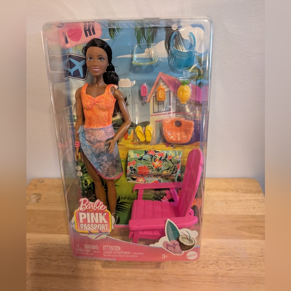 Barbie Pink Passport Doll with Orange and Pink Outfit